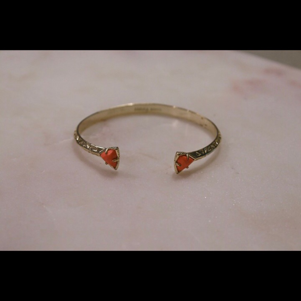 Kendra Scott Coral Gold Grady Cuff Bracelet